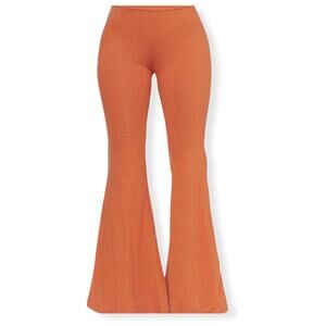 Hem & Thread Wide Leg Pull On Pants Women's Small Orange Boho Casual Stretch NEW